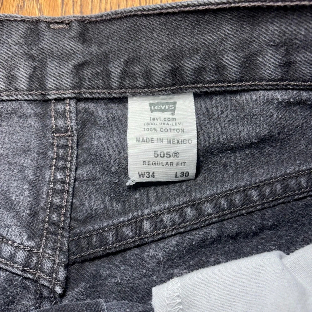 Y2K Levis 505 Regular Fit Faded Black Jeans Men 32x30 Straight Leg Denim Batwing